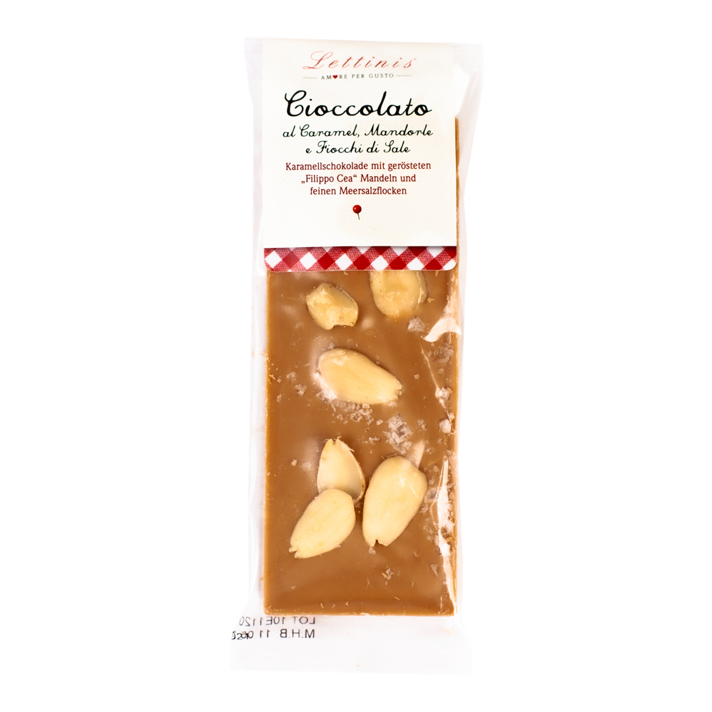 Lettinis Karamell-Schokolade mit Mandeln und Meersalz klein