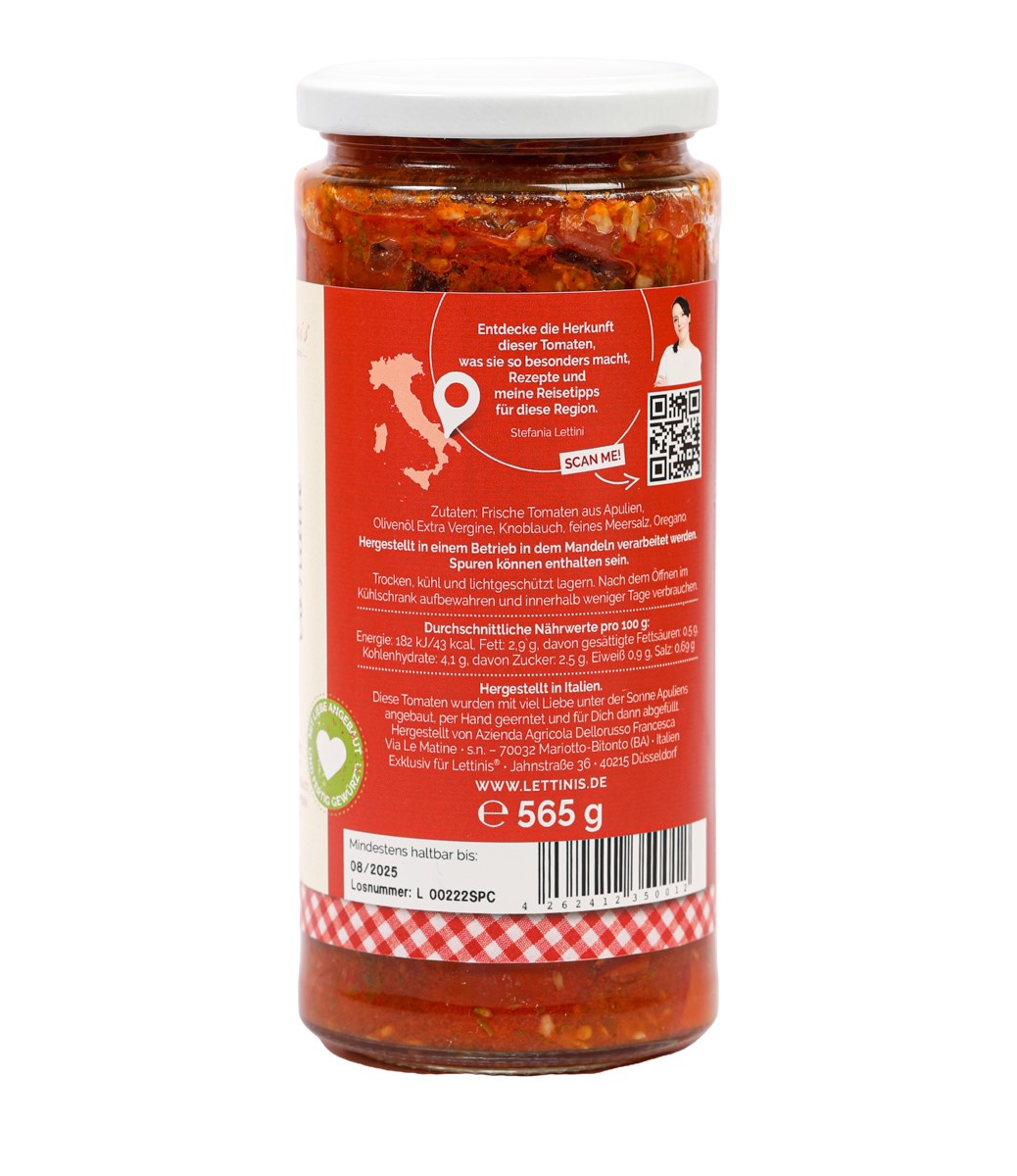 Lettinis Spaccatelle Gewürzt - Tomatenfilets mit Oregano- 300g